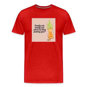 "Smelly Cat Funny Pop Culture Quote Design" - Men's Premium Organic T-Shirt - red - Front - Damien (186cm)