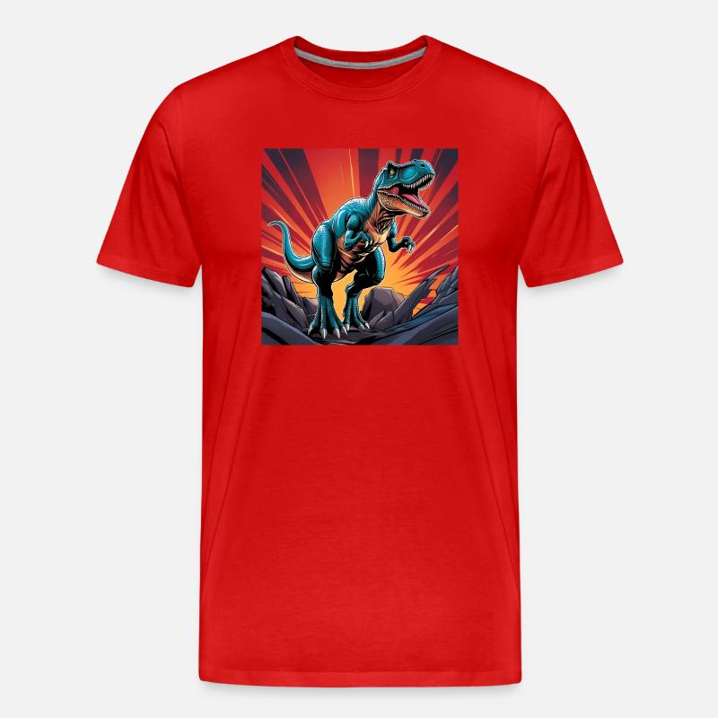 Dinosaurier - Männer Premium Bio T-Shirt - Rot