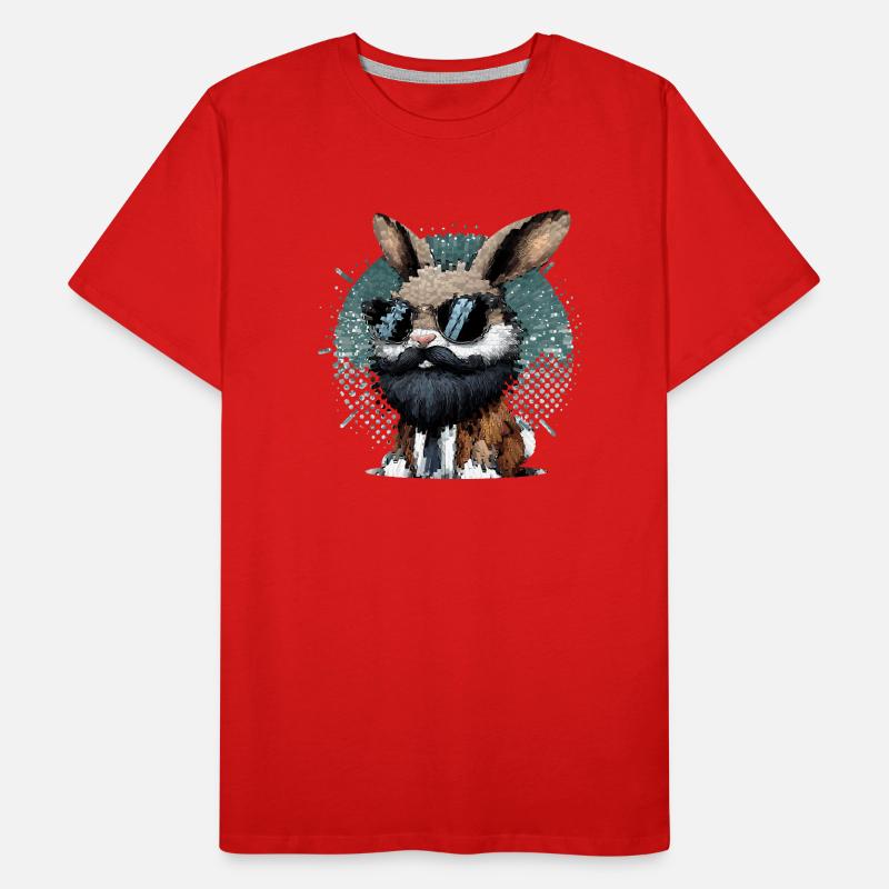 Lapin avec barbe et lunettes de soleil T-shirt bio Premium Homme