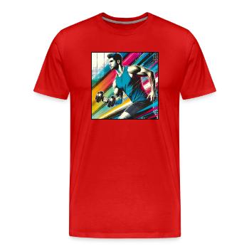 Sporty man - Men's Premium Organic T-Shirt - red - Front - Damien (186cm)
