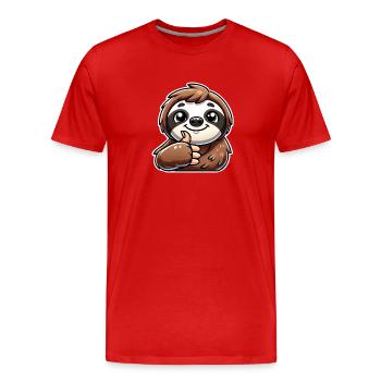 Funny Sloth Design - Men's Premium Organic T-Shirt - red - Front - Damien (186cm)