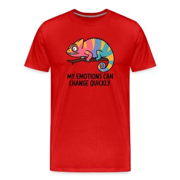 Émotions caméléon colorées - T-shirt bio Premium Homme - rouge - Devant - Damien (186cm)