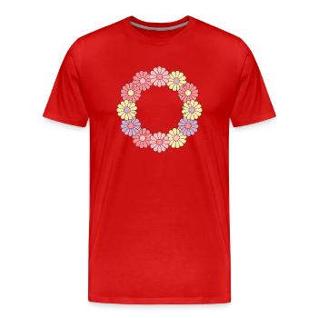 Lebendiger Blumenkranz - Männer Premium Bio T-Shirt - Rot - Vorne - Damien (186cm)