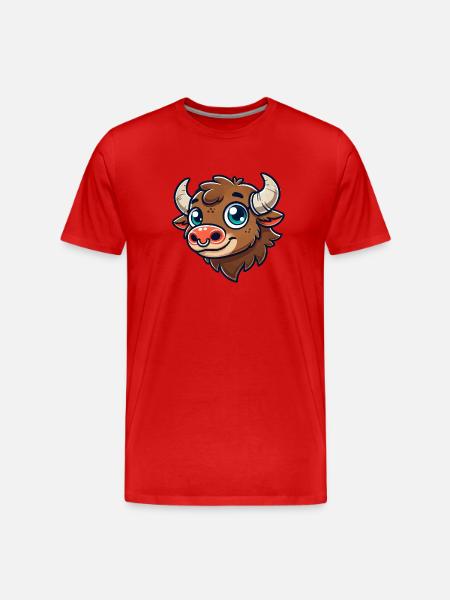 Bison Bull - Men's Premium Organic T-Shirt - red