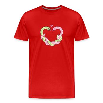 Serpents mignons formant un cœur drôle - T-shirt bio Premium Homme - rouge - Devant - Damien (186cm)