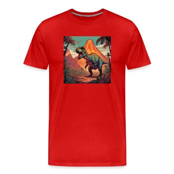 T-Rex Dinosaurier Dinosaure - T-shirt bio Premium Homme - rouge - Devant - Damien (186cm)