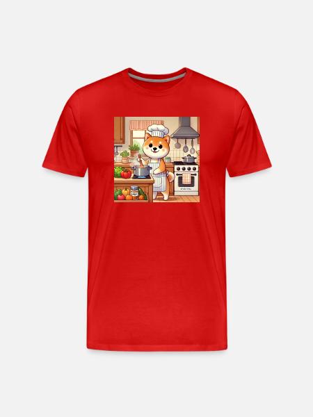 Shiba Inu Cook - Men's Premium Organic T-Shirt - red