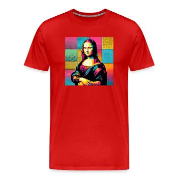 Mona Lisa pop art - T-shirt bio Premium Homme - rouge - Devant - Damien (186cm)