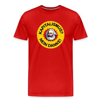 Kapitalismus Nein Danke Karl Marx Kommunismus - Männer Premium Bio T-Shirt - Rot - Vorne - Damien (186cm)