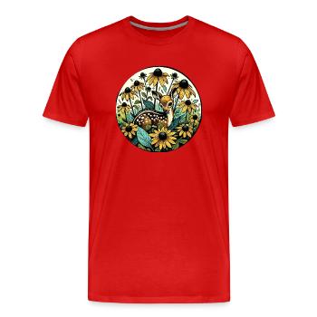 Fleurs de printemps Printemps Fauve Amoureux de la nature - T-shirt bio Premium Homme - rouge - Devant - Damien (186cm)