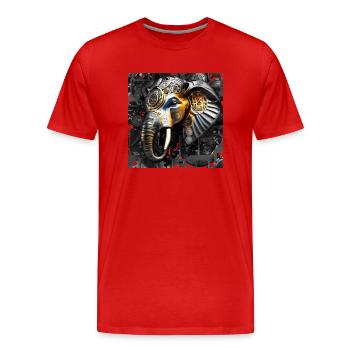 Éléphant de style rétro steampunk - T-shirt bio Premium Homme - rouge - Devant - Damien (186cm)