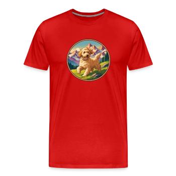 Golden Doodles Berge Vitage - Männer Premium Bio T-Shirt - Rot - Vorne - Damien (186cm)