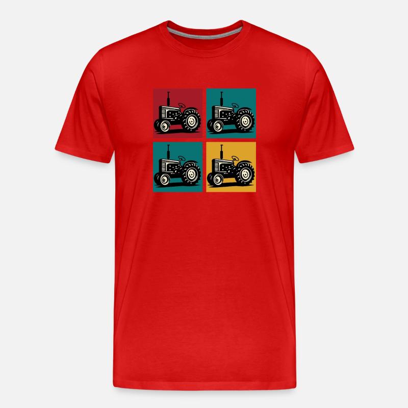Retro-Oldtimer-Traktor - Männer Premium Bio T-Shirt - Rot