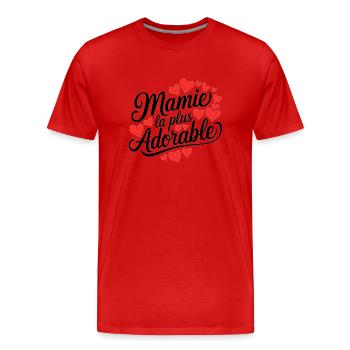 Mamie / Mamy / Grand Mere / Grand-Mère - T-shirt bio Premium Homme - rouge - Devant - Damien (186cm)