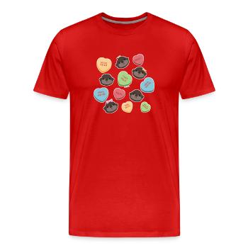 Conférences Tazzz| Bonbons de la Saint-Valentin - T-shirt bio Premium Homme - rouge - Devant - Damien (186cm)