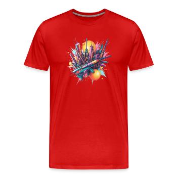 Abstract City - Men's Premium Organic T-Shirt - red - Front - Damien (186cm)