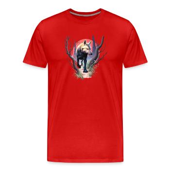Wolf auf der Jagd - Männer Premium Bio T-Shirt - Rot - Vorne - Damien (186cm)