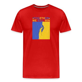 Ukraine - gemeinsam werden wir gewinnen - Männer Premium Bio T-Shirt - Rot - Vorne - Damien (186cm)