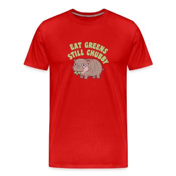 Sad Hippo Eat Greens Still Chubby Funny Diet - Men's Premium Organic T-Shirt - red - Front - Damien (186cm)
