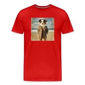 My friend the dog Albert - Männer Premium Bio T-Shirt - Rot - Vorne - Damien (186cm)