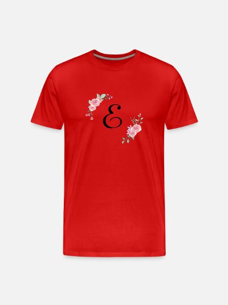 Pink floral letter - Men's Premium Organic T-Shirt - red