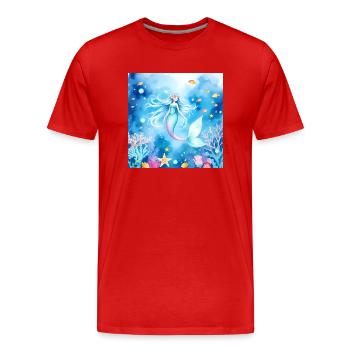 Sirène éthérée : un voyage onirique à travers - T-shirt bio Premium Homme - rouge - Devant - Damien (186cm)