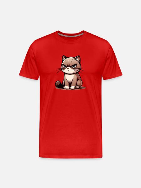 Cranky Cat - Männer Premium Bio T-Shirt - Rot