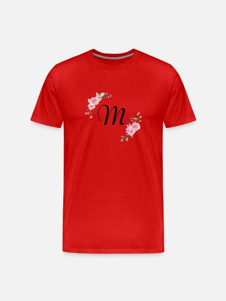 Pink floral letter m - Men's Premium Organic T-Shirt - red