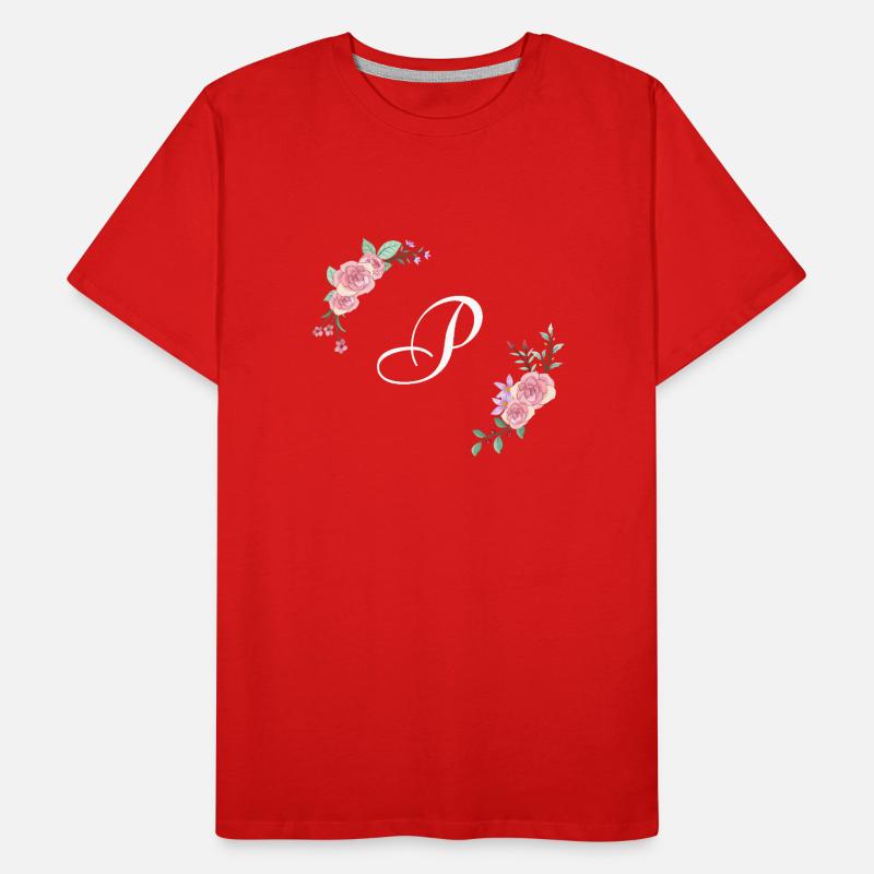Rosa Blumenbuchstabe p Männer Premium Bio T-Shirt