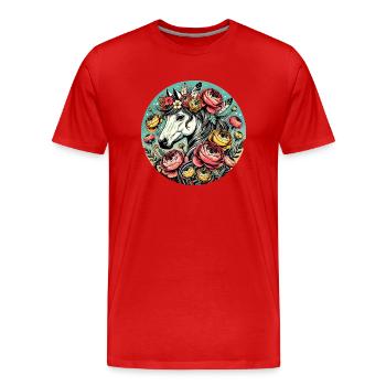Cheval Floral - T-shirt bio Premium Homme - rouge - Devant - Damien (186cm)