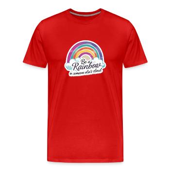 Sei ein Regenbogen in der Wolke eines anderen Bunten - Männer Premium Bio T-Shirt - Rot - Vorne - Damien (186cm)