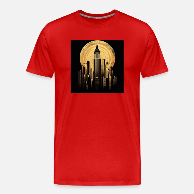 New York gold 2 - Männer Premium Bio T-Shirt - Rot