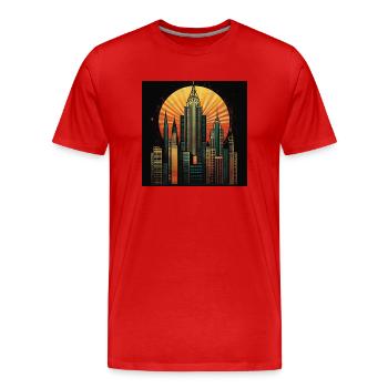 New York Art Deco - Männer Premium Bio T-Shirt - Rot - Vorne - Damien (186cm)