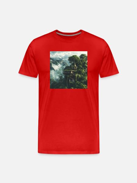 Treehouse - Männer Premium Bio T-Shirt - Rot