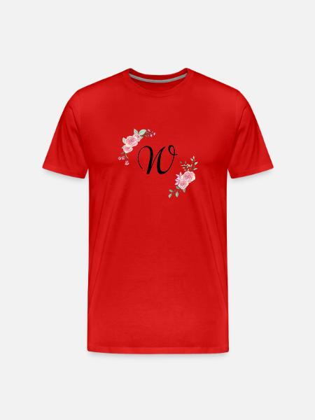 Rosa Blumenbuchstabe w - Männer Premium Bio T-Shirt - Rot
