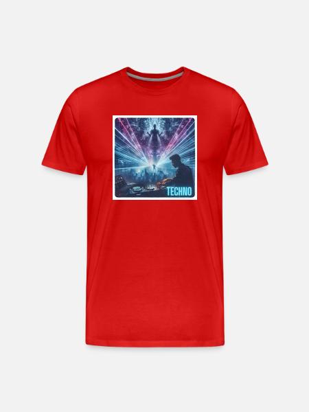 DJ mit Lasershow - Männer Premium Bio T-Shirt - Rot