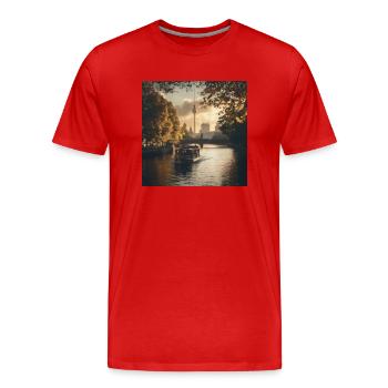 Berlin - Männer Premium Bio T-Shirt - Rot - Vorne - Damien (186cm)