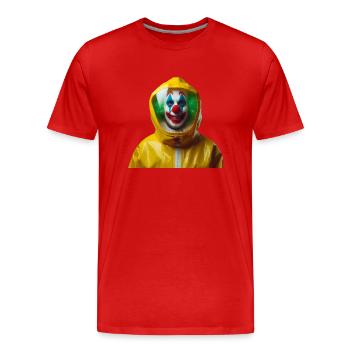 Verrückter Clown im Seuchenschutzanzug - Männer Premium Bio T-Shirt - Rot - Vorne - Damien (186cm)