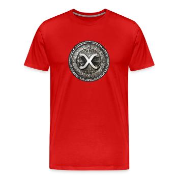 x coin - Männer Premium Bio T-Shirt - Rot - Vorne - Damien (186cm)