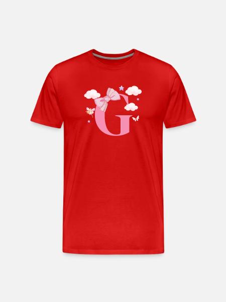 Letter g pink clouds - Men's Premium Organic T-Shirt - red