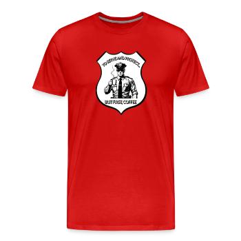 Coffee serviced - Men's Premium Organic T-Shirt - red - Front - Damien (186cm)