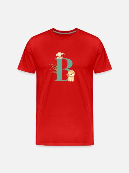 Letter b green jungle animals - Men's Premium Organic T-Shirt - red