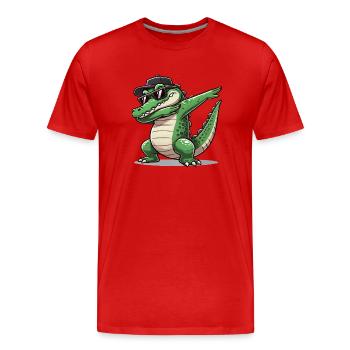 crocodile comic dabbing - Men's Premium Organic T-Shirt - red - Front - Damien (186cm)