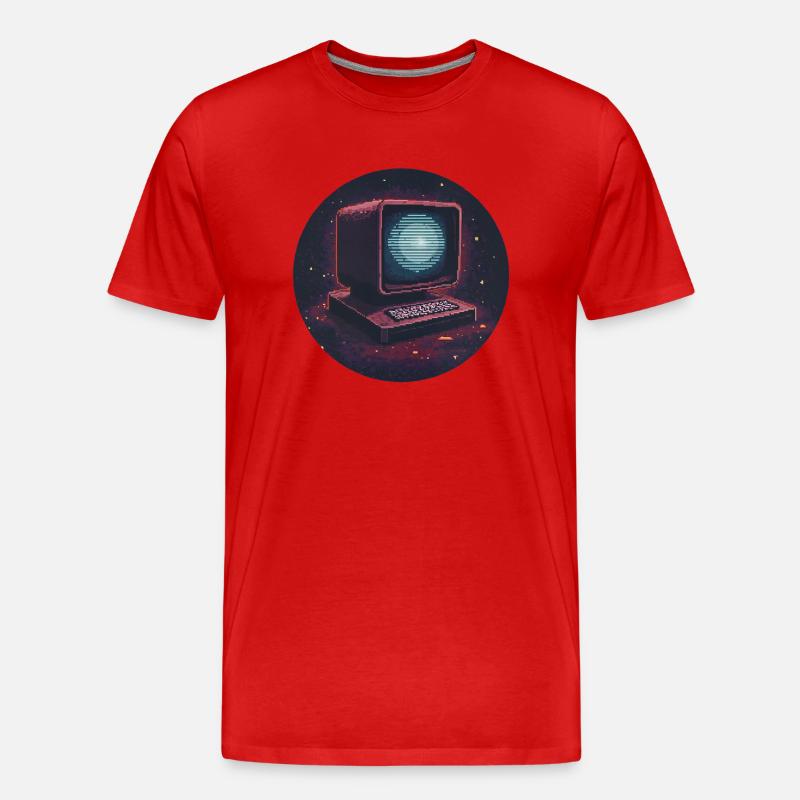 Pixel-Computer - Männer Premium Bio T-Shirt - Rot