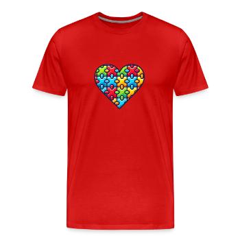 Autisme Cœur Journée de sensibilisation à l’autisme - T-shirt bio Premium Homme - rouge - Devant - Damien (186cm)