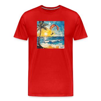 Kite - Men's Premium Organic T-Shirt - red - Front - Damien (186cm)