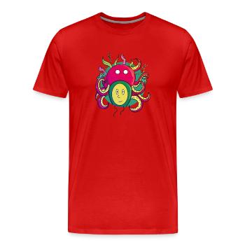 Octopus Mind - Men's Premium Organic T-Shirt - red - Front - Damien (186cm)