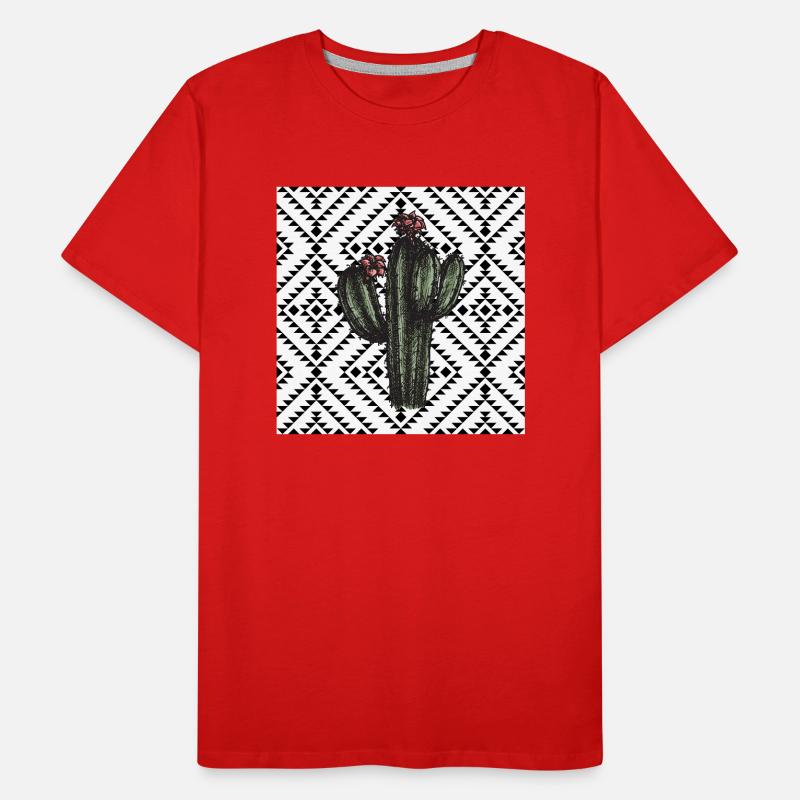 Cactus Geometric Pattern Design Men's Premium Organic T-Shirt