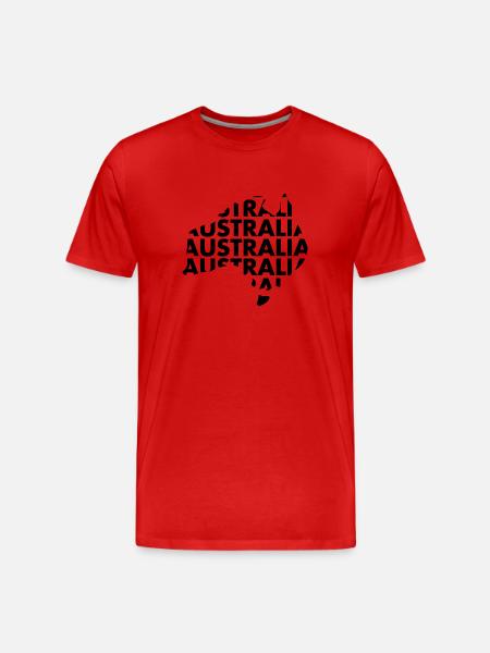 Australien Bogstaver på kort - Australien Landkarte - Herre Premium T-shirt økologisk - rød