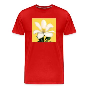 An Impressive White Flower - Men's Premium Organic T-Shirt - red - Front - Damien (186cm)